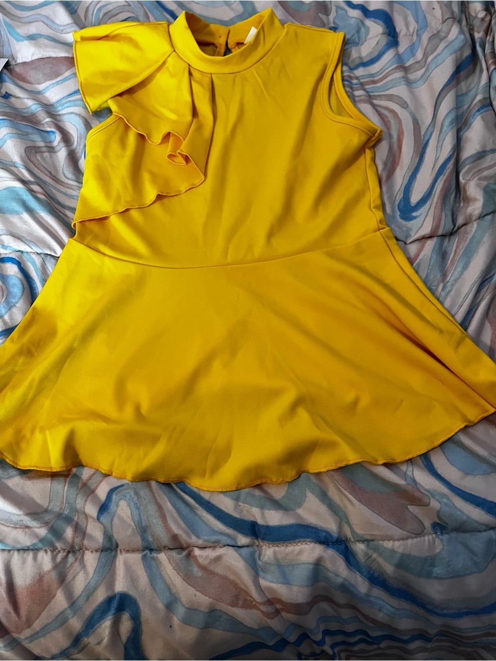 SHEIN Yellow Girls' Top with Ruffle Detail